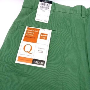 Haggar Pleated, Green Washed Khaki Shorts
